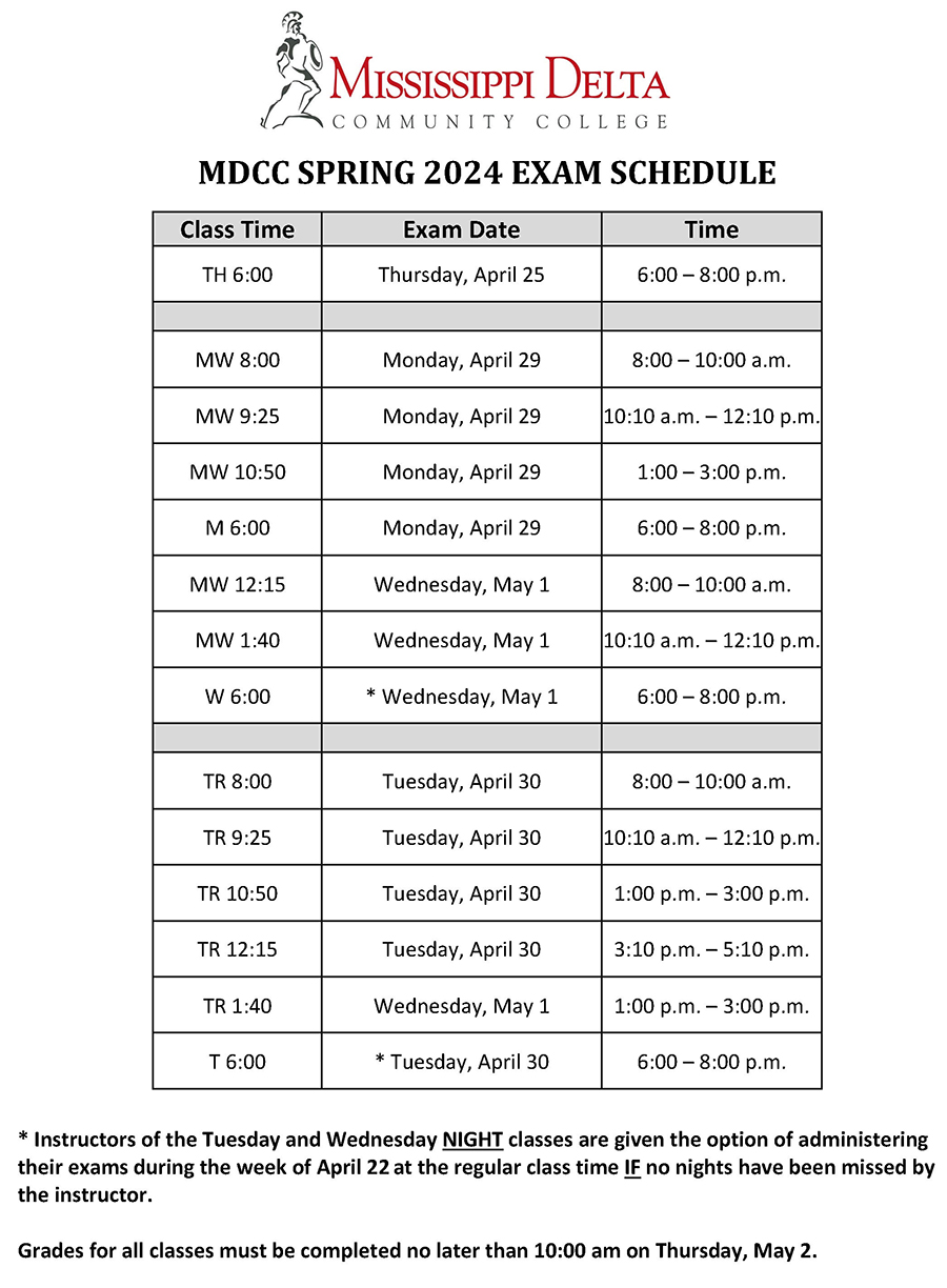MDCC - Exam Schedule