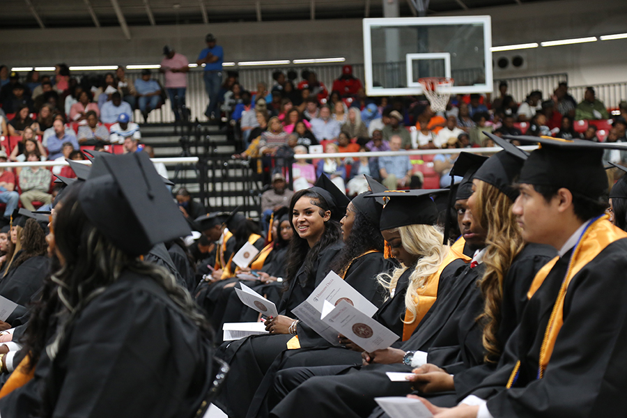 Graduates at ceremony